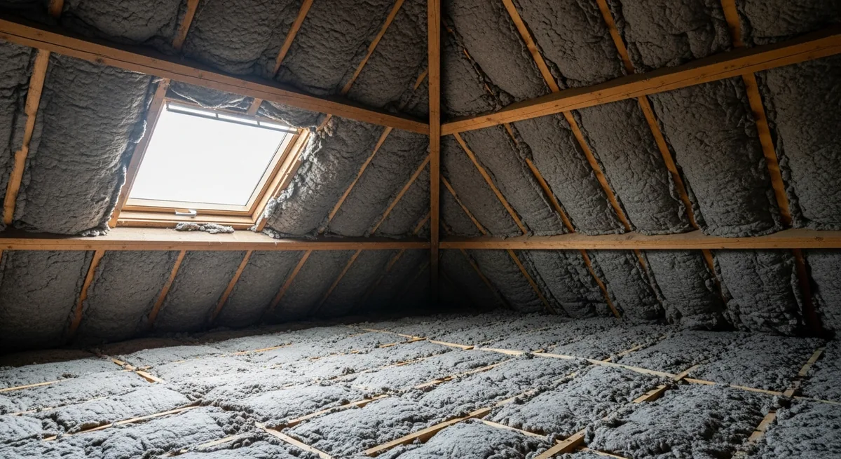 Soufflage de ouate dans une maison de coteau, La Marègue, Cenon